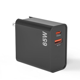 65W USB C Wall Charger Foldable Adapter with 2-Port Fast Charging Station Compatible with Mac Book Pro, i Phone 14/14 Pro/13/15/15 Pro/Pro Max/Plus Galaxy S23、Dell XPS 13、Note 20/10+