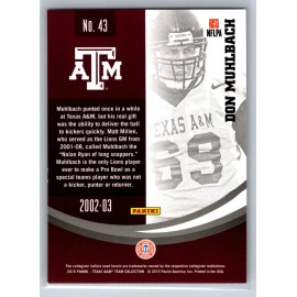 2015 Panini Collegiate Texas A&M Don Muhlbach #43
