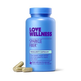 Love Wellness Love Wellness Sparkle Fiber | Fiber Supplement with Digestive Enzymes | Greens Superfood Powder & Psyllium Husk Powder | Promotes Gut Health for Women | Regularity & Bloating Relief | 90 Count