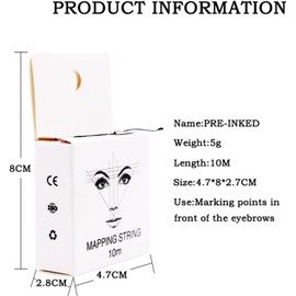 Cadena de mapeo pre entintada, herramienta de línea de hilo de marcador de cejas Microblading para peinado de cejas de 10 m