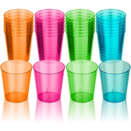 DecorRack 2 Oz Neon Shot Glasses, 120 Plastic Shot Cups, Disposable Party Cups, Mini Cups Shot Glasses (120 Pack)