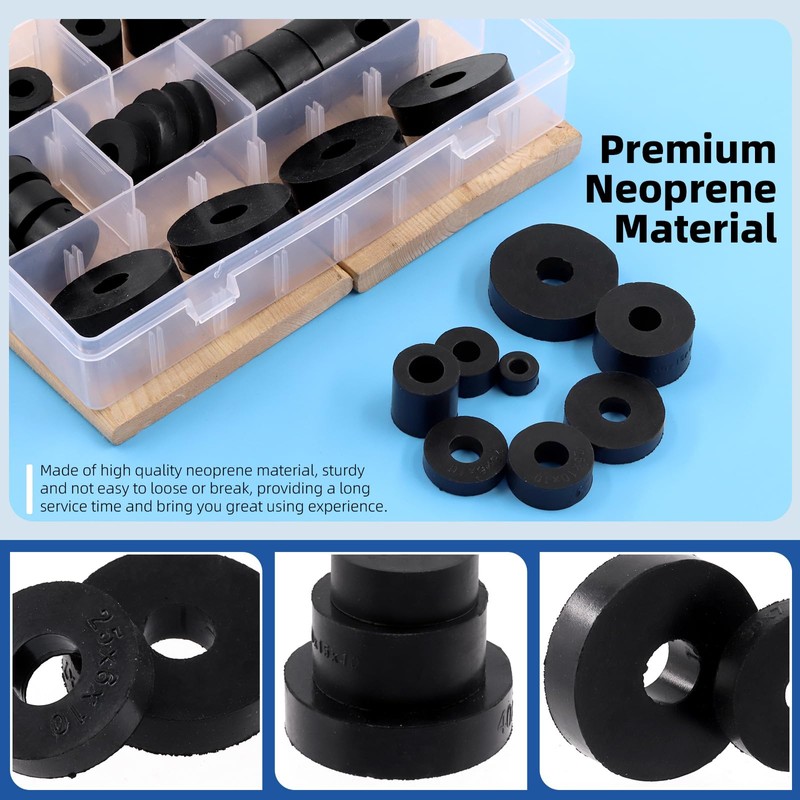 Glarks 40Pcs 8 Sizes Round Rubber Spacer Assortment Kit, Multi