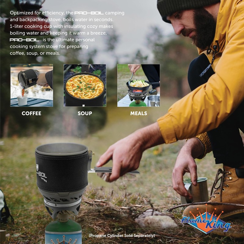 Flame King Pro-Boil All-in-One Camping and Backpacking Stove Cooking System,