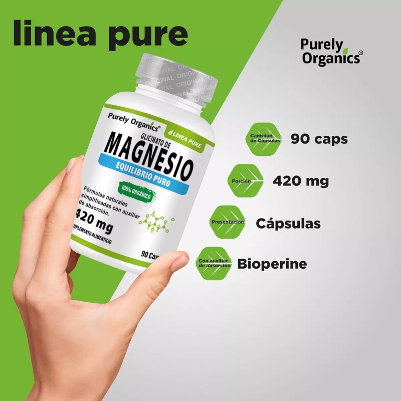 Purely Organics Magnesio Citrato, 90 Cápsulas. Purely Organics. Sabor Sin