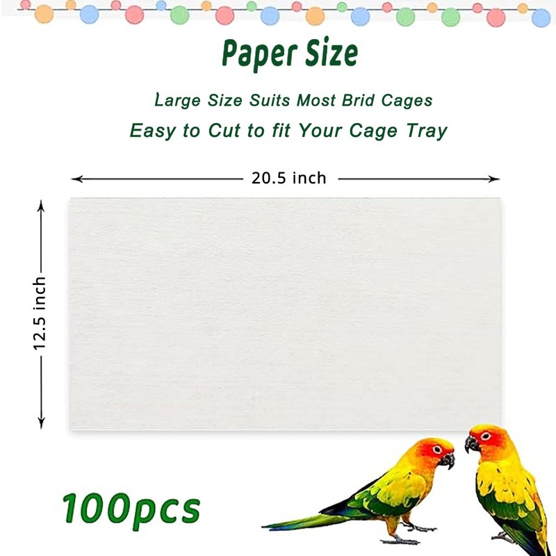 ZIQON 100 Pcs Bird Cage Liner Papers Big Size Cage