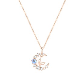 K.L.Y Women's Necklace, Lucky Star, 925 Silver, Pendant, 3A Zirconia, 18K Pink Gold, Hypoallergenic, Birthday Gift, Women's Jewelry