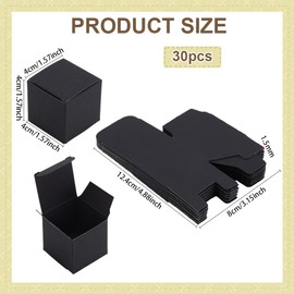 PH PandaHall 30pcs Mini Square Paper Box 1.6 inch Gift Boxes Black Boxes Foldable Candy Box Small Party Favor Boxes Little Gift Packaging Paper Boxes for Wedding Christmas Proposal Party Decor