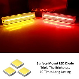 iJDMTOY Semi-Clear Lens Amber/Red Full LED Front/Rear Side Marker Light Kit Compatible with Jeep 1984-1991 Grand Wagoneer, Powered by Total 180-SMD LED, Replace OEM Amber/Red Sidemarker Lamps