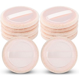 Senkary 12 Pieces Powder Puffs Cotton Makeup Powder Pads Soft Face Compact Powder Puffs for Loose Powder, Setting Powder, Pressed Powder, 2.36 Inch (Beige)