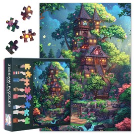 Puzzles for Adults 1000 Pieces, Magical Treehouse Jigsaw Puzzle, Forest at Night Jigsaw Puzzles, Challenging Game Home Decor Birthday Party Gift Toy for Adults Seniors 20X27 INCH