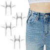 Four-Pointed Star Jeans Buttons Pins, 4 Pairs Waist Tightener Clips,