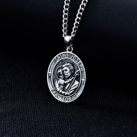 Seiyang St Joseph Necklace Patron Religious Protector Necklace Sterling Silver Talisman Jewellery Gifts for Women Men
