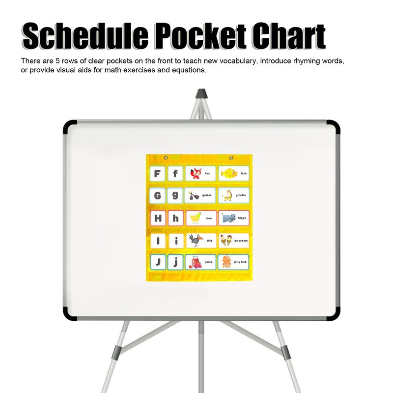 Magnetic Pocket Chart,5 Rows Transparent Pockets Schedule,Pocket Chart Squares for