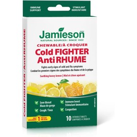 Cold Fighter Chewable - With Echinacea, Ginger, Vitamin C and Zinc, Travel Size, 10 Tablets