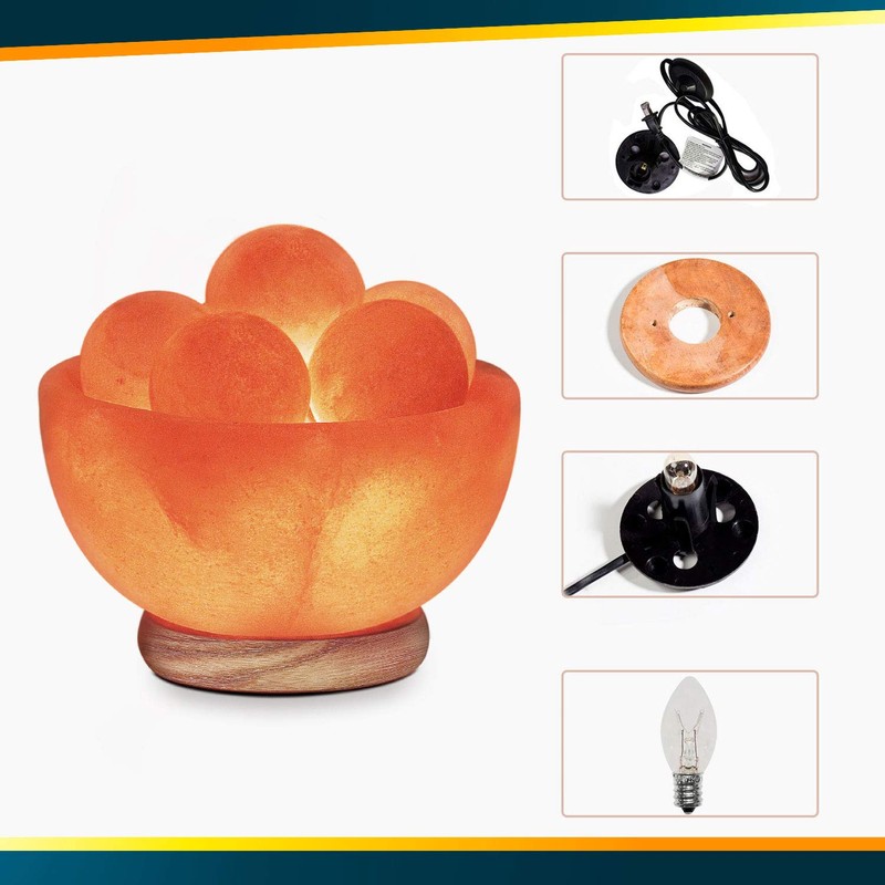Himalayan Glow Pink Salt Lamp with 5 Stone Massage Balls,