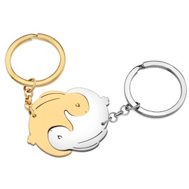 BAMAY Easter Stainless Steel Couple Rabbit Keyring Valentine's Day Rabbit Keychain Charms Gifts for Women Girls (Gold-Plated + Silver-Plated A)