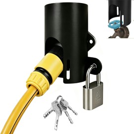 Outdoor Faucet Lock, Made of Heavy Duty Metal, Suitable for Most Outdoor Faucets, ，Hose bib Lock Water Spigot Lock Outdoor Faucet Lock with Padlock Suitable for Most Outdoor Faucets,