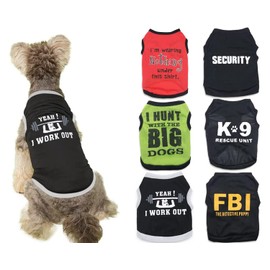 6 Pack Small Puppy Shirts for Dogs - Boys & Girls T-Shirts - Chihuahua & Cat Clothes - FBI K9 Pattern