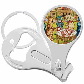 Wain Cat Vintage Tea Party Nail Clippers Plus Bottle Opener Keychain