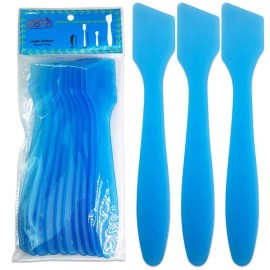 PANA 3pk Pana High Quality LARGE Angled Plastic Makeup Cosmetic Spatula Scoop - Blue