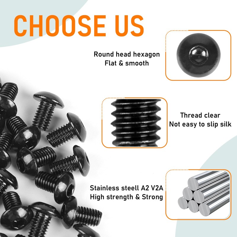 SUPAWAY M5 x 8 mm Rounded Head Screws with Hex