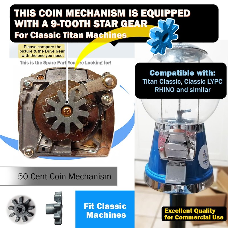 50c Coin Mechanism for Gumball Vending Machines Fits Classic, LYPC,