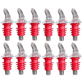 1 Dozen Medium Red Cork Free-Pour Spout - Great for 750ml or liter bottle of Patron, 3 Olives and many other liquors with wider than normal bottle necks, including many of the big 1.75 liter bottles.