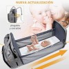 Mochila Pañalera Bebé Multifuncional Impermeable Usb Gris Nube