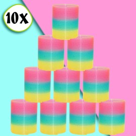 10x Rainbow Magic Spring Toys, 6.5cm Stretchy Coil Spring Fidget Toys, Gift for Kids Boys Girls Party Favour Stocking Fillers