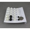 White Cream Black Earrings 12 Pair Set Pack Graduated Faux