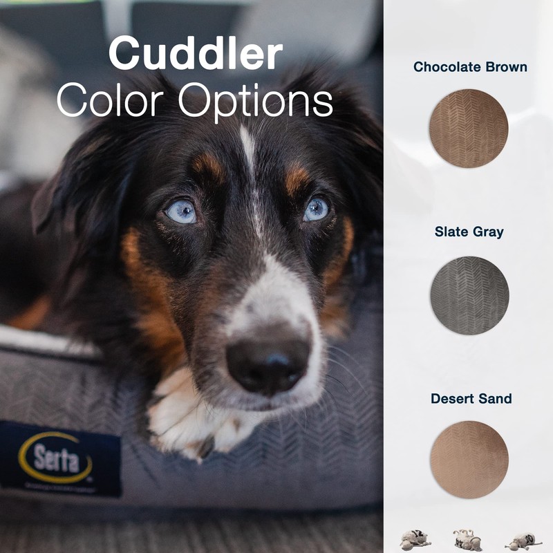 Serta Orthopedic Cuddler Dog Bed for Pets – Slate Gray