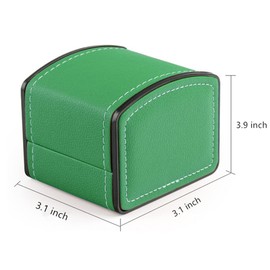 NuAngela PU Leather Watch Box, Single Display Storage Box for Wristwatches and Smartwatches, Holder with Cushion, Jewellery Carrier Gift Box for Men and Women (Green)