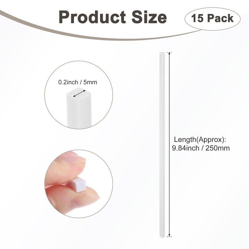 M METERXITY 15 Pack Square Plastic Bar Bars 5mm x
