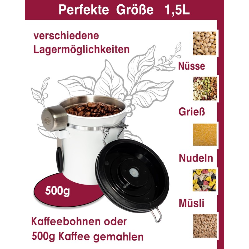 Pro@Home43® - Coffee Canister Airtight 500 g - White -