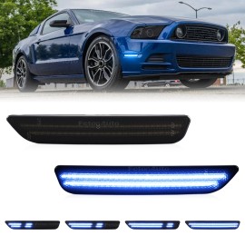 USA New Blue LED Side Marker Lamps for Ford Mustang 10-14 2PCS Dynamic Animation Bumper Fender Flare Indicator LightsNumber of Bulbs: 4, Light Color: NON Dynamic Blue lights 02-0532, Lamp Type: LED