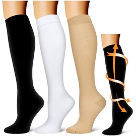 3 Pairs Compression Socks for Men and Women, Compression Socks, Support Stockings for Running, Flight, Sports, multicoloured