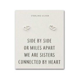 Philip Jones Sterling Silver Sister Heart Link Earrings with Quote Card