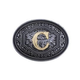 Bolatilt Western Belt Buckle Initial Letters C Cowboy Oval Rodeo Belt Buckle for Men Women Cowboy Cowgirl Vintage Floral Buckle
