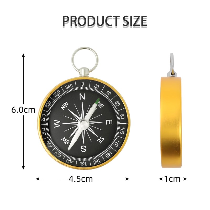 Compass Navigation with Keychain, Portable Hiking Compass Adjustable Declination Orienteering