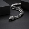 Klapgo Gothic Silver Snake Head Bracelet for Men