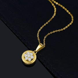 Gem Stone King 0.34 Ct Round E-F Lab Grown Diamond 18K Yellow Gold Plated Silver Pendant