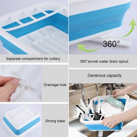 UNOLIGA Foldable Dish Drainer Drainer Dish Drainer Basket Camping Motorhome Accessories Washing Bowl Cutlery Drainer Space-Saving Drip Tray