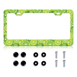 Fresh Lemon License Plate Frame - Cute Lemon Slices License Plate Holder, Rust-Proof Auto Stainless Steel Parts License Plate Cover Decoration for Standard Us 12x6 Inch
