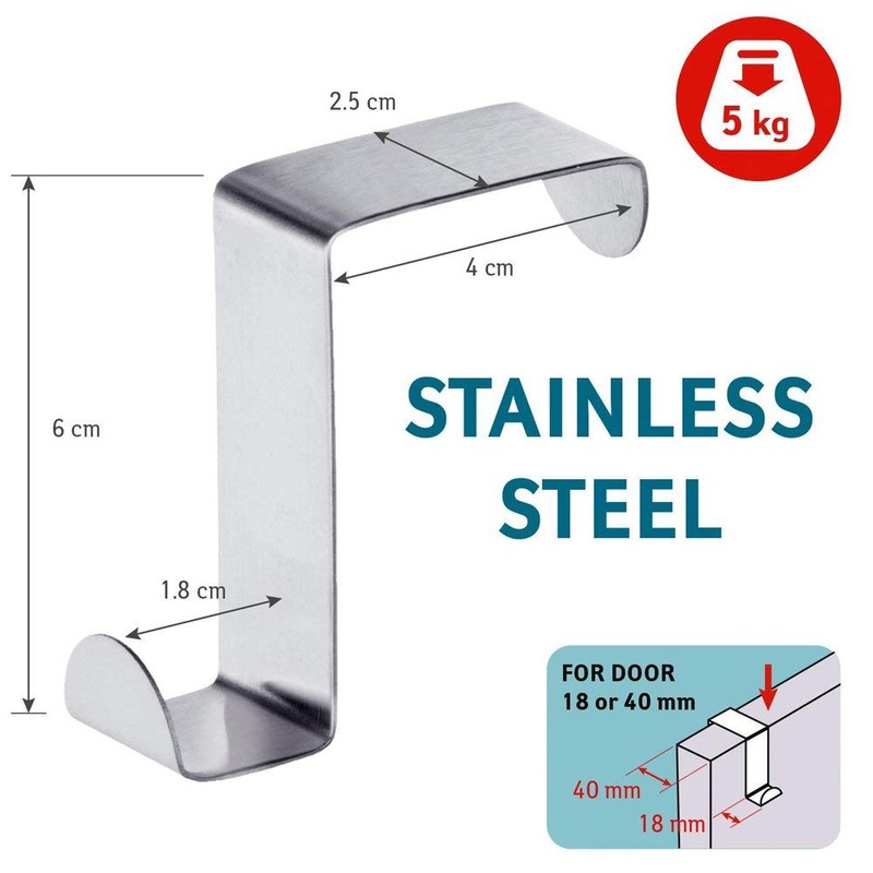 Mziart Pack of 4 Stainless Steel Reversible Over Door Cabinet