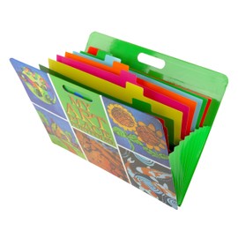 HearthSong My Art Place Expandable Color-Tabbed Portable Art Storage Portfolio with Decorative Frame, 19" x 15¼"