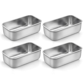 LIANYU 4 Pack Mini Loaf Pan for Baking Bread, 6.3 x 3.5 Inch Stainless Steel Small Bread Loaf Pan for Homemade Meatloaf, Tin Loaf Baking Pan Perfect for Banana Sourdough Sandwich, Dishwasher Safe