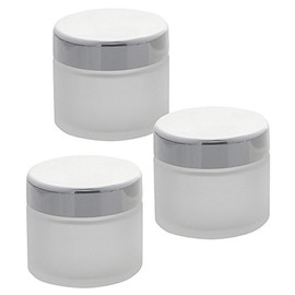 Kosmetex 3 Matte Glass Jars 100 ml with Silver Lid Cosmetic Tin, Ointment Jar, Cream Tin, 3 x Silver Lids