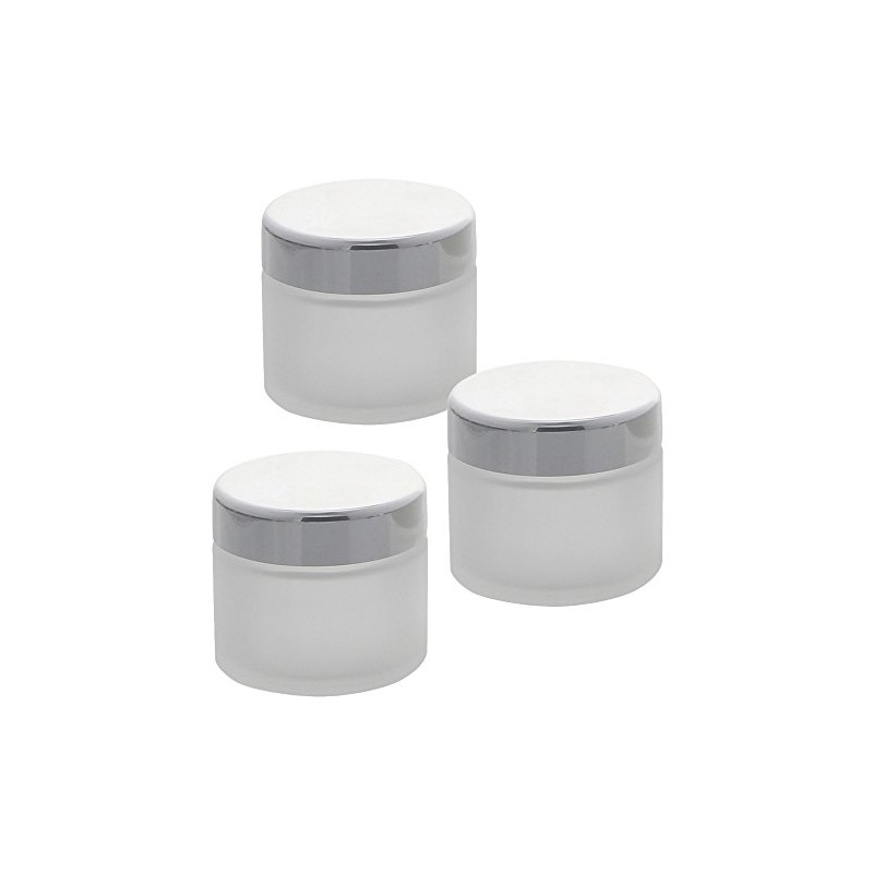 Kosmetex 3 Matte Glass Jars 100 ml with Silver Lid