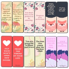 Creanoso Pink Uplifting Bookmarks (10-Sets X 6 Cards) – Daily Inspirational Card Set – Interesting Book Page Clippers – Great Gifts for Adults and Professionals