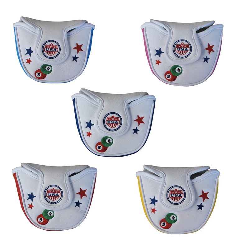 ブルーティーゴルフ BLUE TEE GOLF California 【マレット型】 パターカバーSMAILE & PINBALL (ブルー・ホワイト)